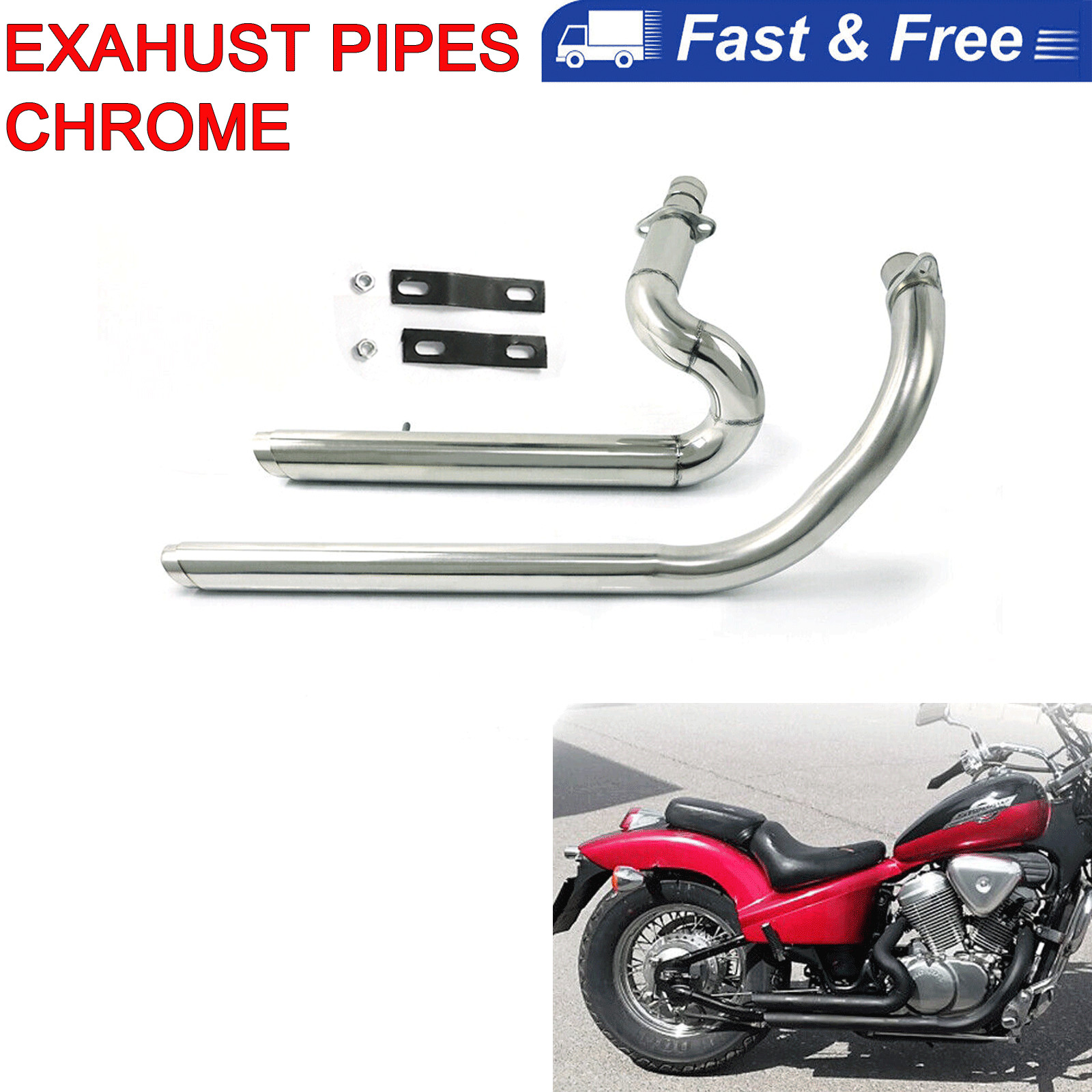 Exhaust Pipes System Chrome For Honda Shadow Steed 600 VLX600 VT600 VLX400 US
