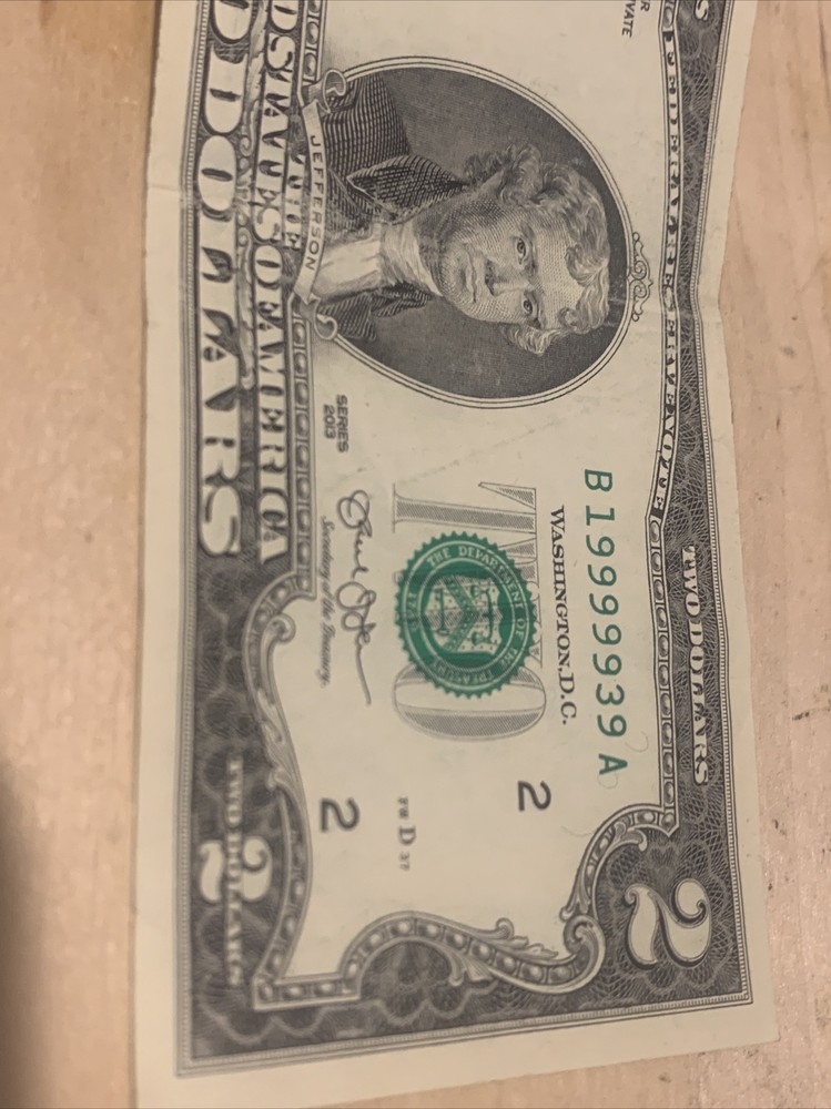 2013 $2 dollar bill Wild Number