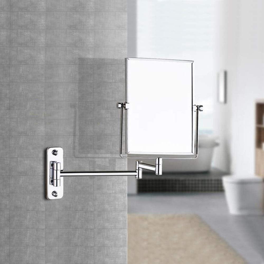 3X Magnifying Wall Mounted Vanity Makeup Mirror Rectangular 8x6 Inch W/