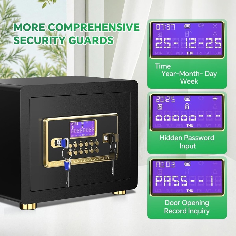 Electronic Safe with Digital Keypad & Alarm - Fireproof & Waterproof