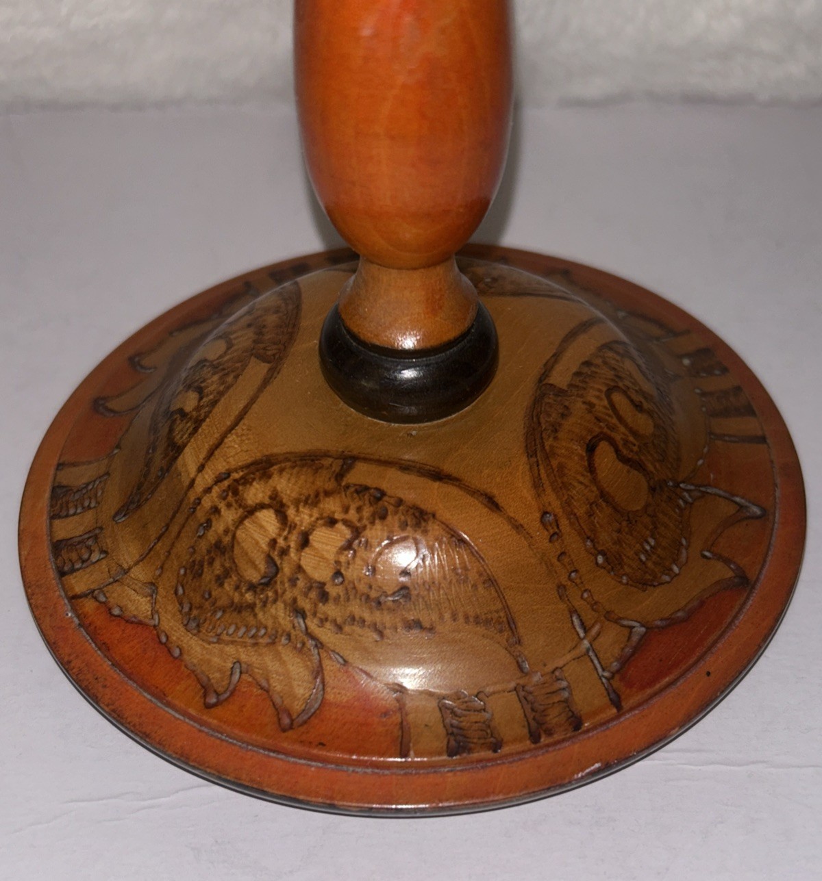 Vintage 9.5” Hat Wig Wood Stand Hand Carved Painted Austria