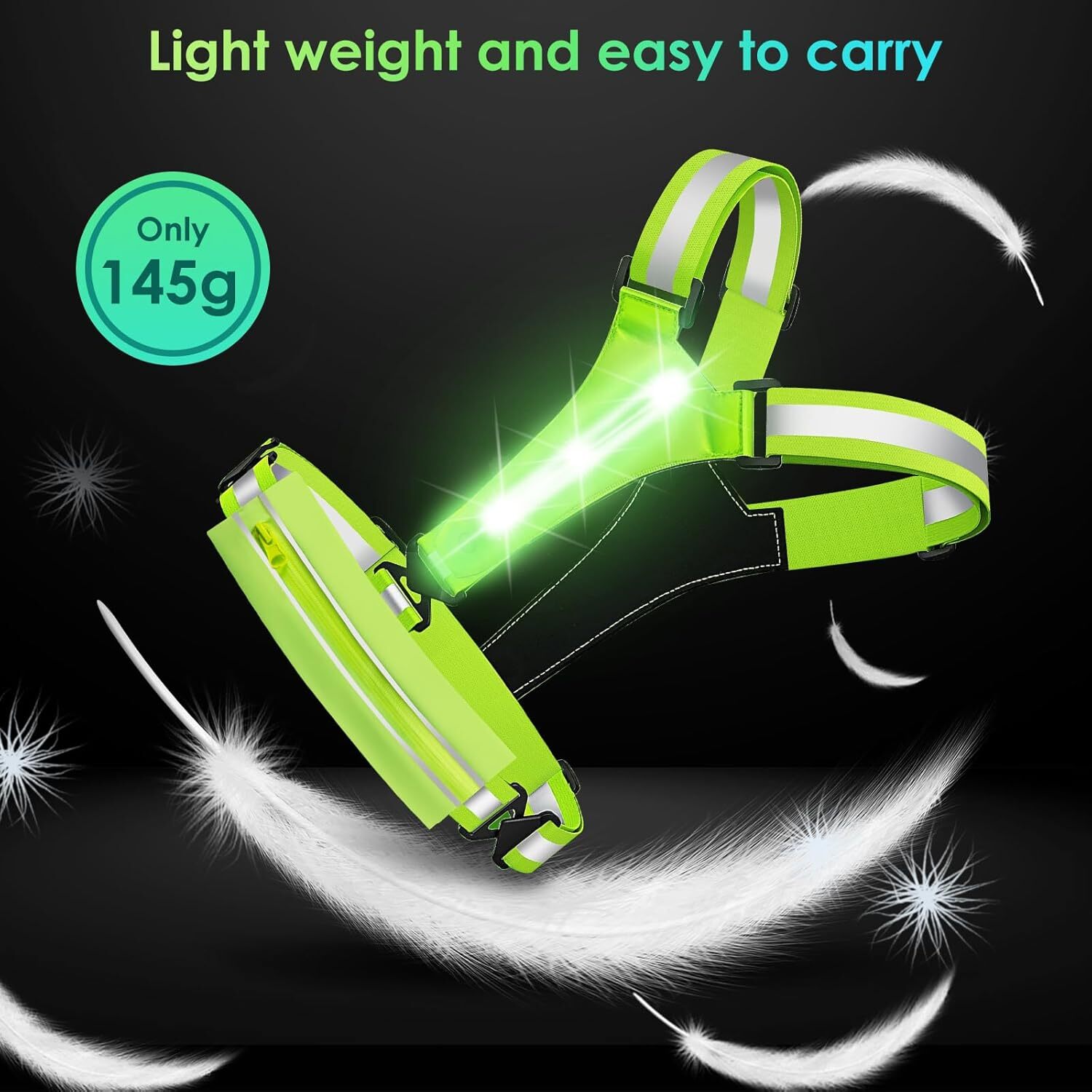 LED Reflective Light Up Safety Running Vest for Biking Walking at Night High