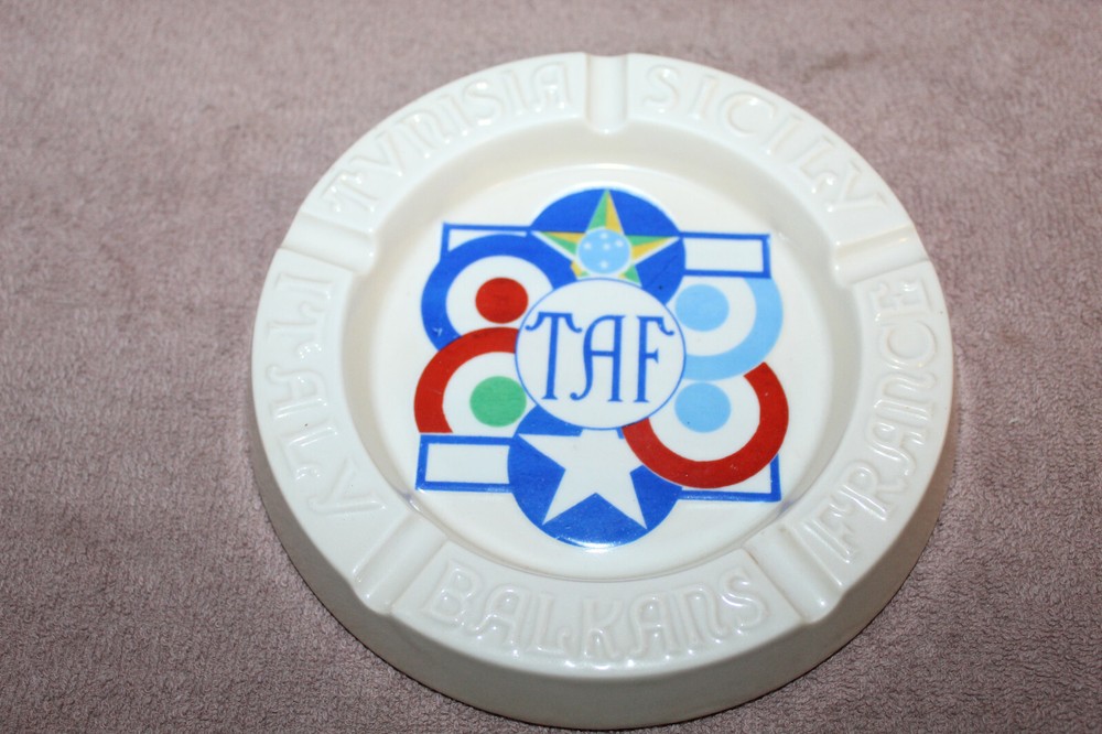 Original WW2 U.S. AAF & Allied AF  "TAF" Tactical Air Force Ceramic Ashtray