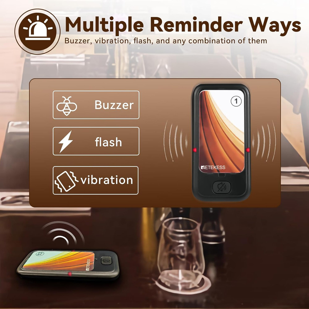 TD173 Restaurant Pager System Bundle with TD157S Vibrating Paging System, 84Ft