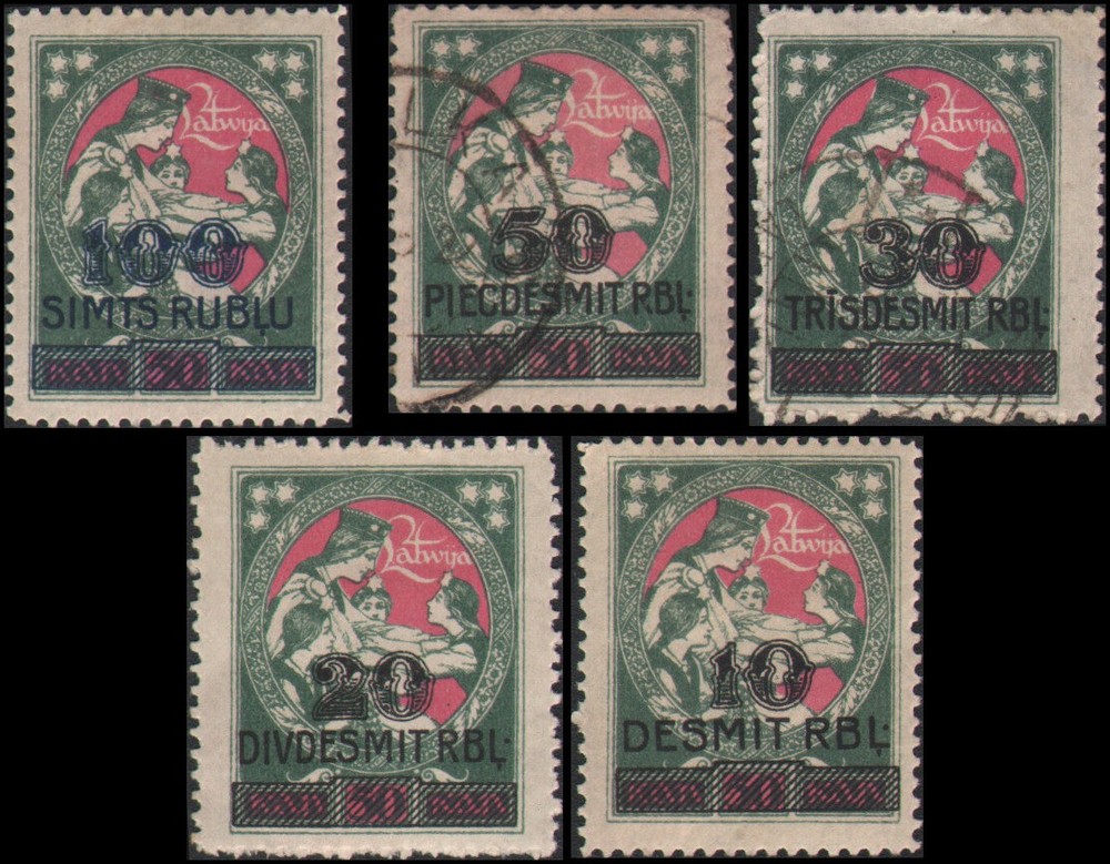 Latvia #95-99 mixed mint and used