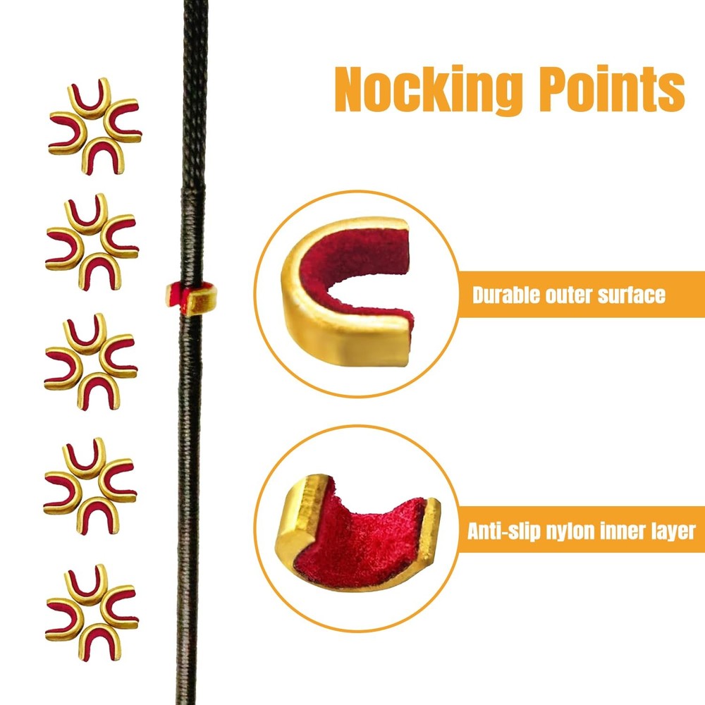 Archery Bow String Nocking Points Set â€“ 20 Pcs Brass Nocking Points and Plier