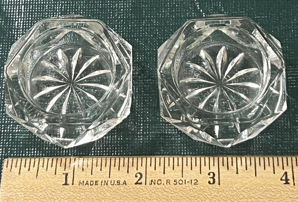 2 Glass Salt Dips Starburst Pattern