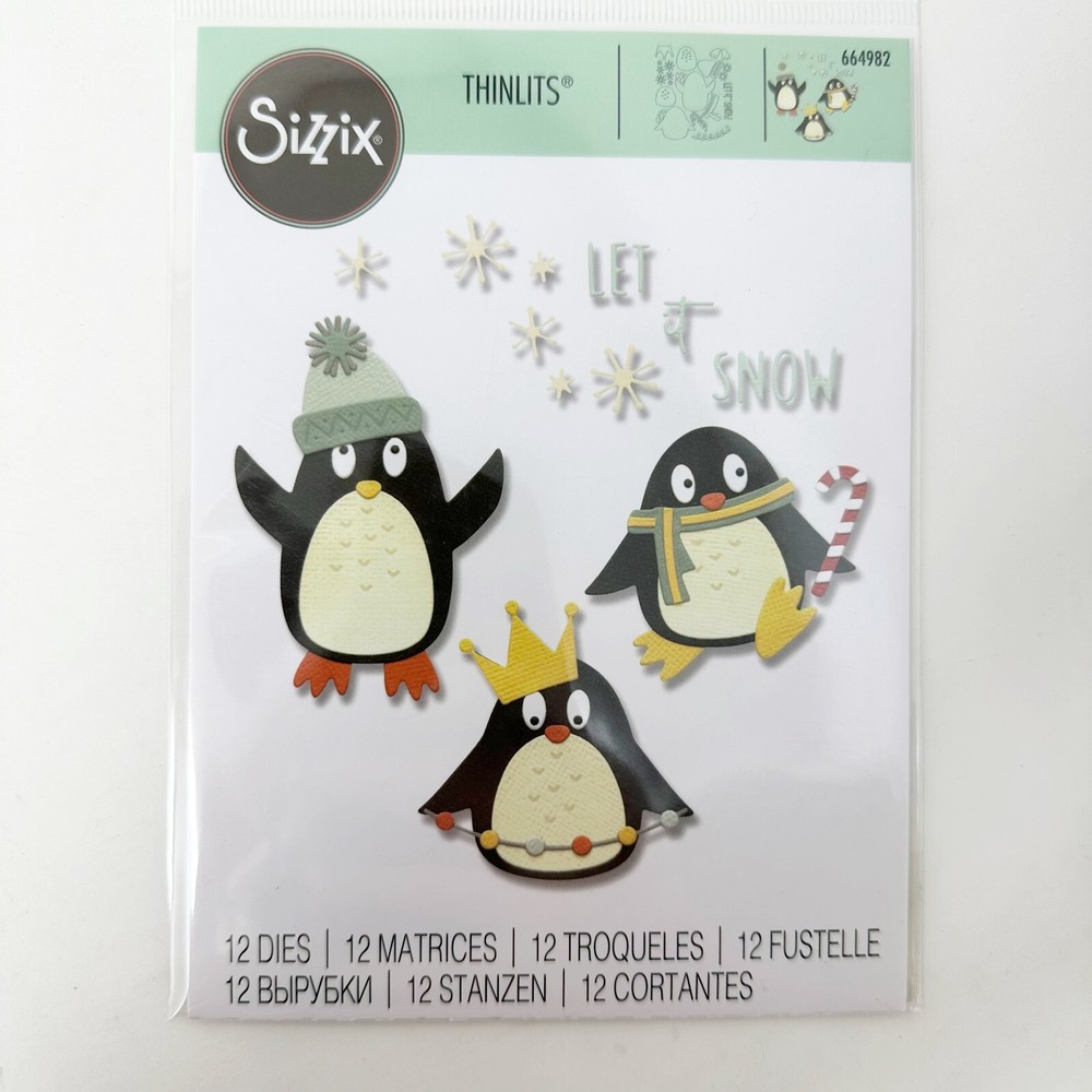 Sizzix Christmas Thinlits Gingerbread House Penguins Cutting Dies NEW