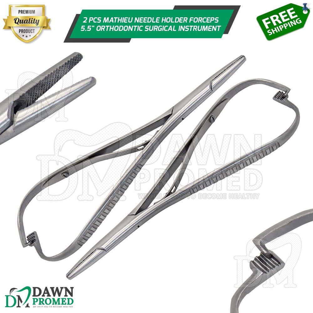 2 Pcs Mathieu Needle Holder Forceps 5.5" Orthodontic Surgical Instruments