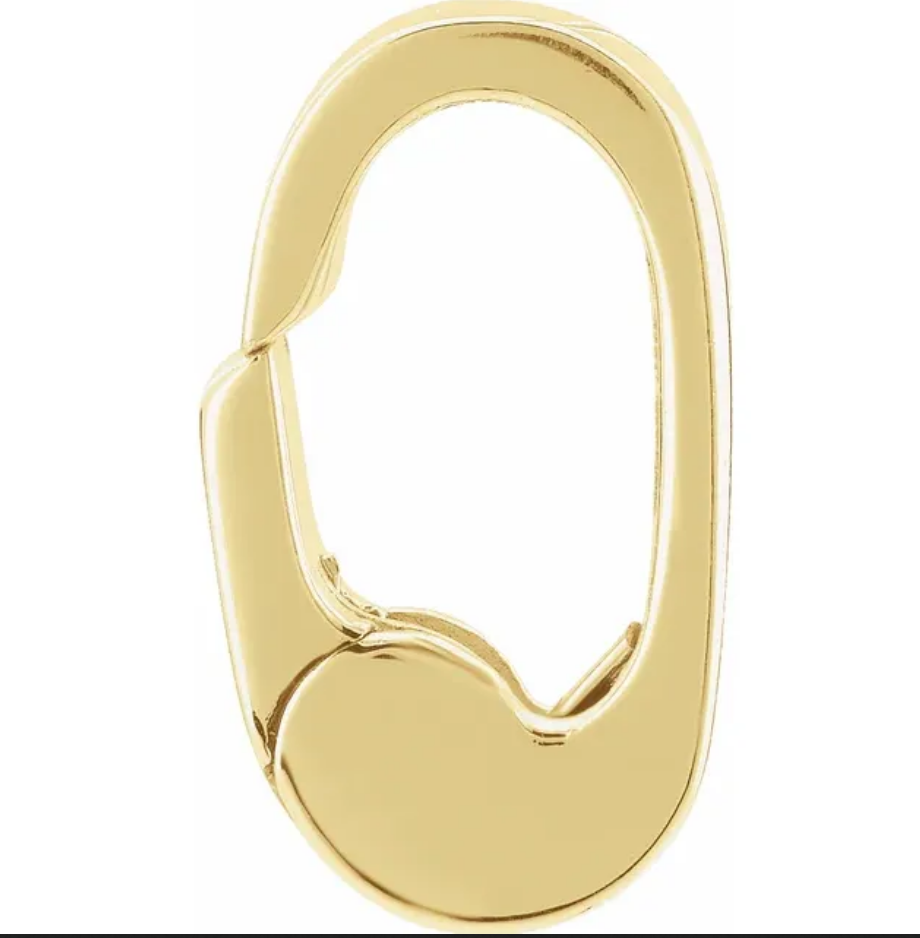 10mm 14k Yellow Gold Charm Hinged Carabiner Lock Bail Enhancer Extender Pendant
