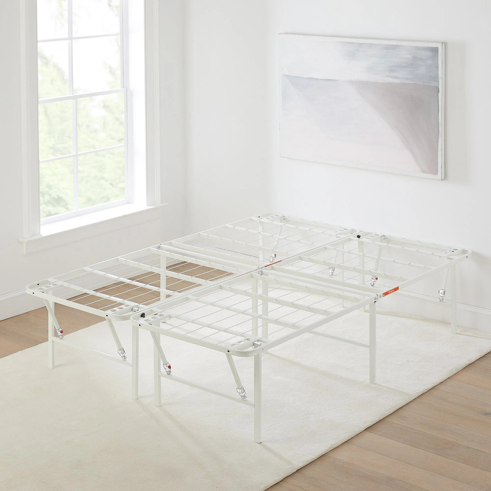 14" High Foldable Steel Platform Bed Frame w/ Storage Space under Frame