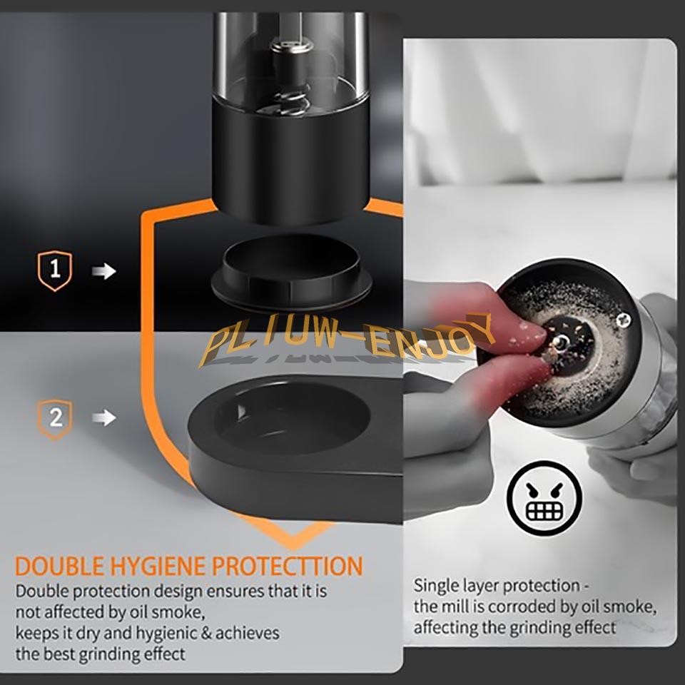 Electric Salt and Pepper Grinder Set with Rechargeable Base Mill-Adjustable