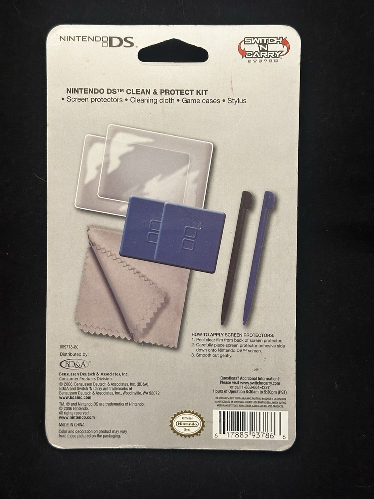 NIP Nintendo DS Lite Clean & Protect Kit Stylus Screen Protector Game Case blue