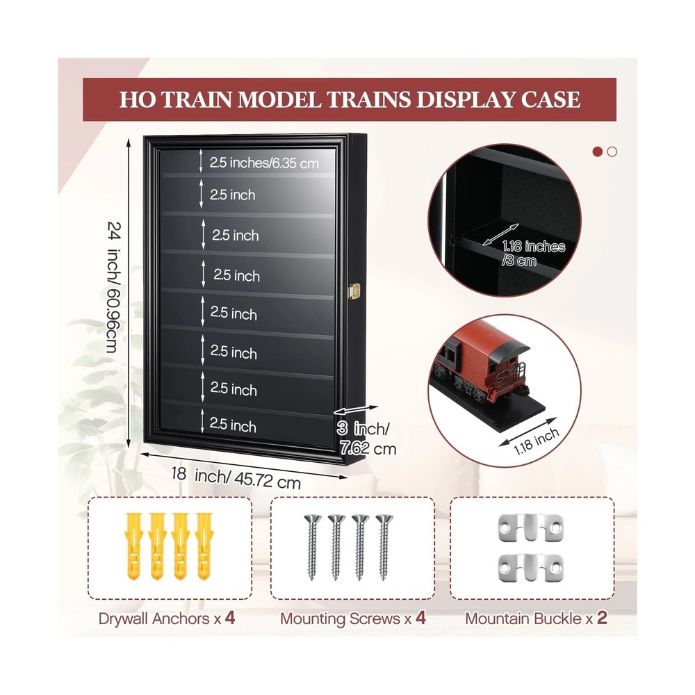 Silipull Ho Scale Model Train Display Case Wall Cabinet - 8 Shelves Lockable ...