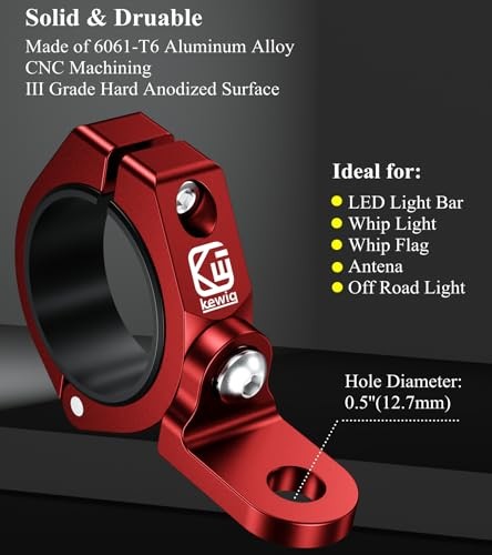 2PCS Whip Light Mount, Solid Aluminum Alloy UTV Flag Mounts, Off-Road LED