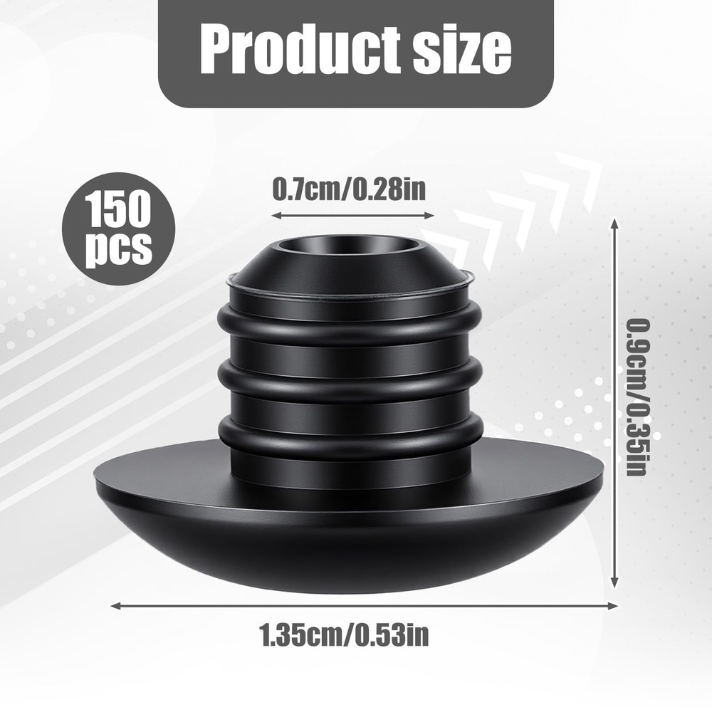 150Pcs Pegboard Hook Locks Silicone Peg Board Stoppers One Size, Black