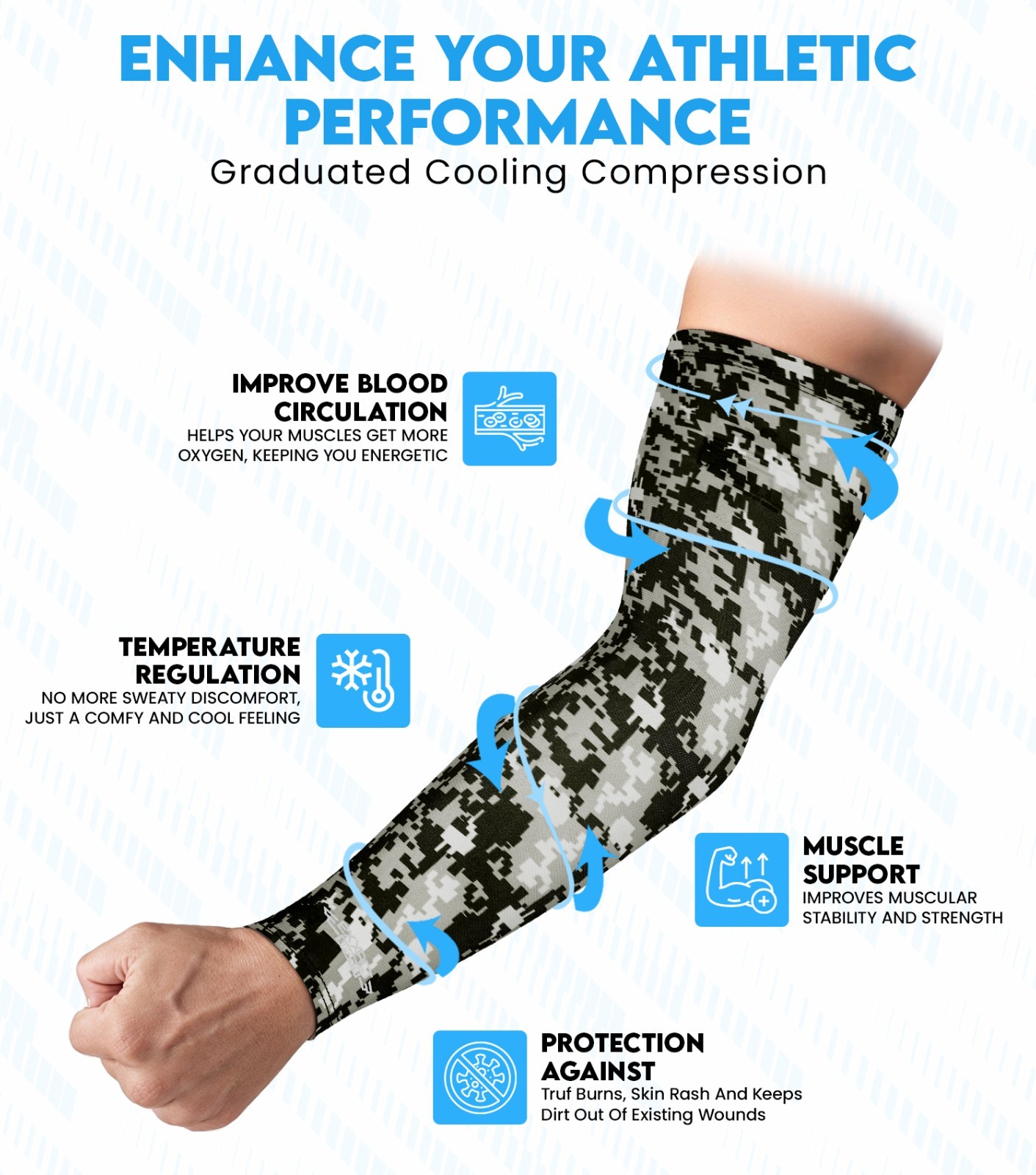 Exxact Sports Compression Arm Sleeves – 2 Pairs for Basketball, Football, Riding