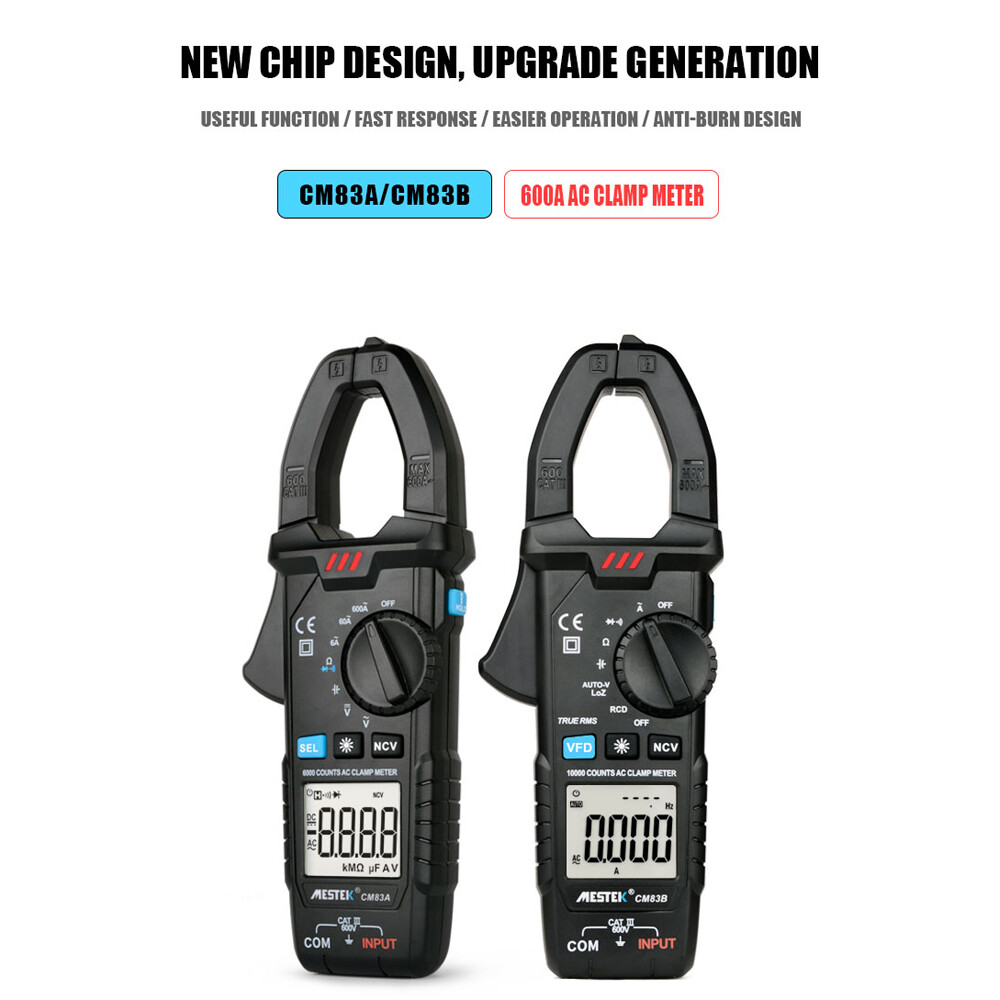MESTEK Digital Clamp Meter 600A AC Current 600V AC/ Voltage Capacitance D3Q6