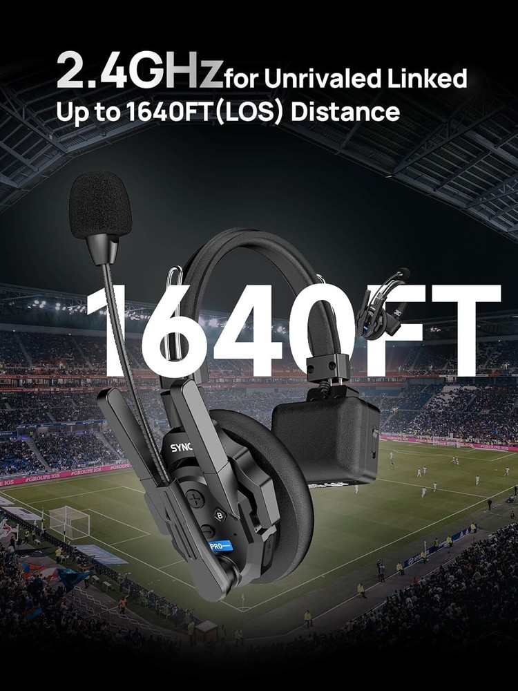 SYNCO XTALK XPRO Wireless Intercom Headset Communication System 2.4GHz 1Pcs