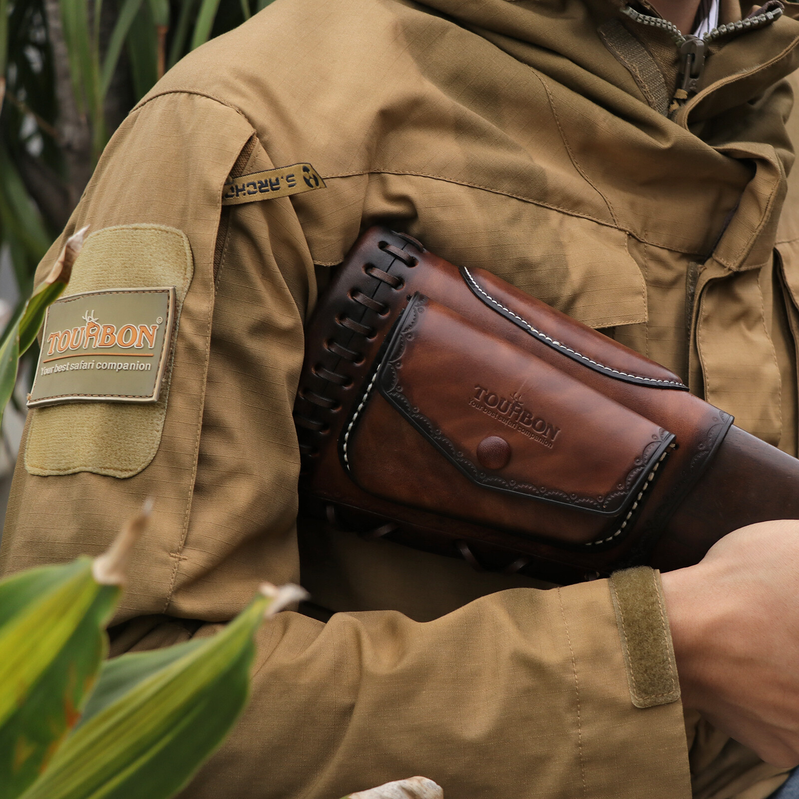 Tourbon Leather Slipon Recoil Pad Rifle Cheek Rest Riser Gun Buttstock Cover Bag