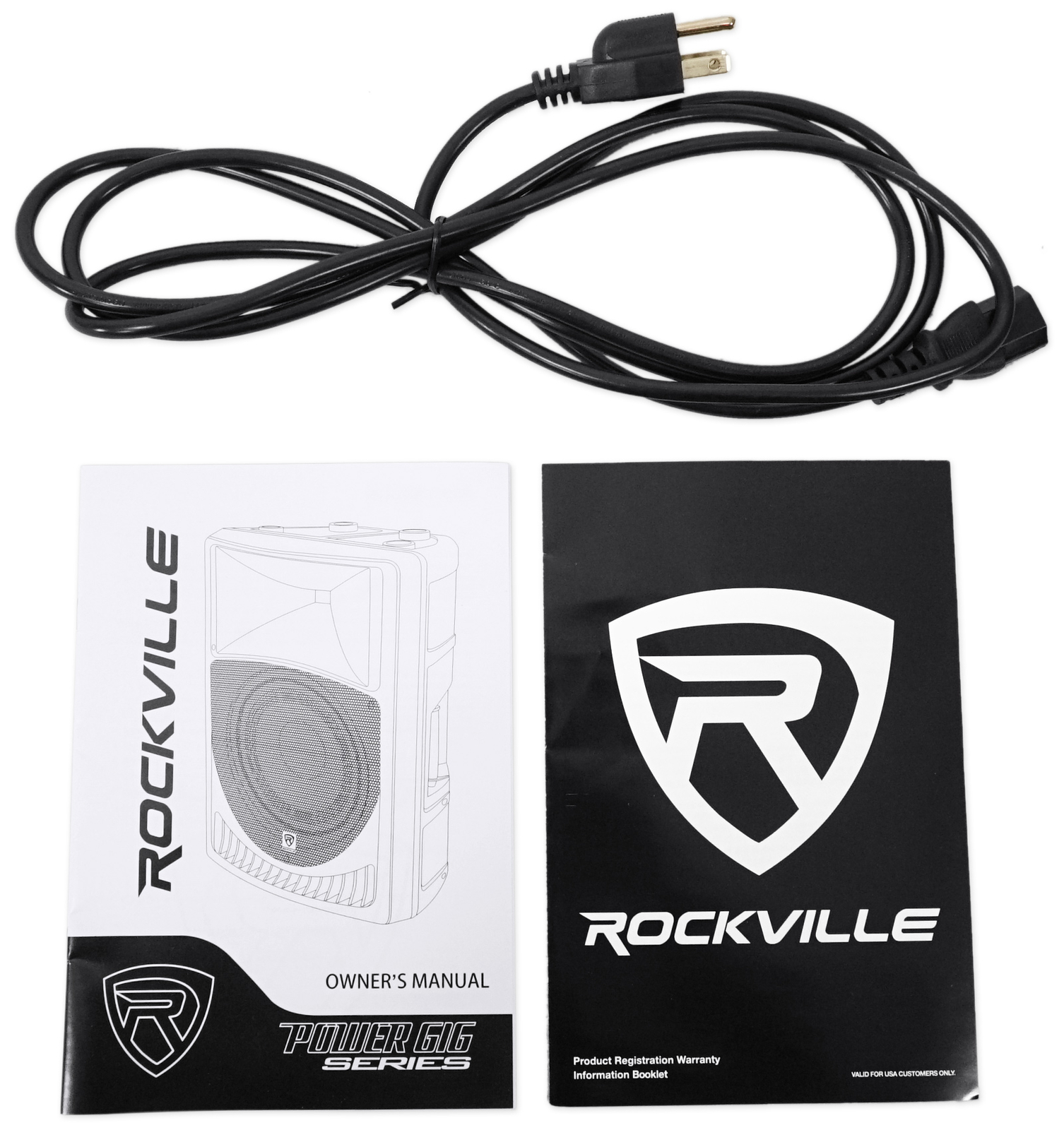 Pair Rockville Power Gig RPG8 8" Powered Active 800 Watt 2-Way DJ PA Speakers