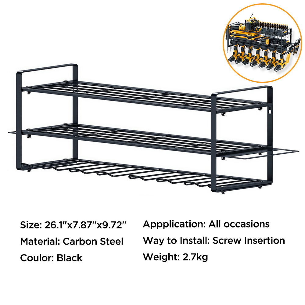 Power Tool Organizer 3 Layer Drill Holder Power Tool Storage Rack Battery Holder