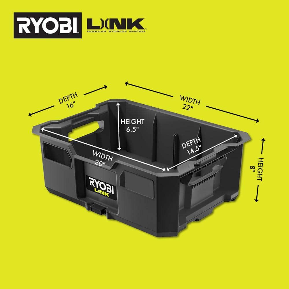 RYOBI STM104 LINK Tool Crate – Stackable, 50 lb Capacity, Impact-Resistant