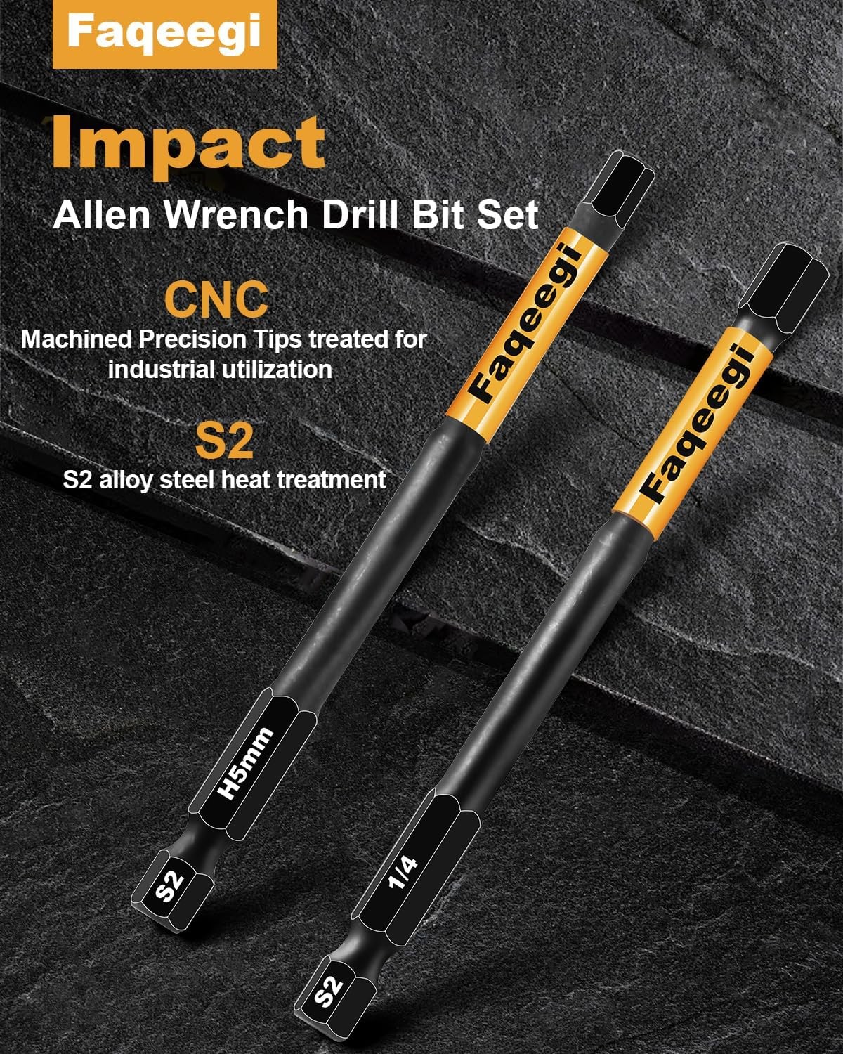 4-Inch Long Hex Bit Set 20PCS (Metric & SAE) Impact Allen Wrench/Key Drill Bit