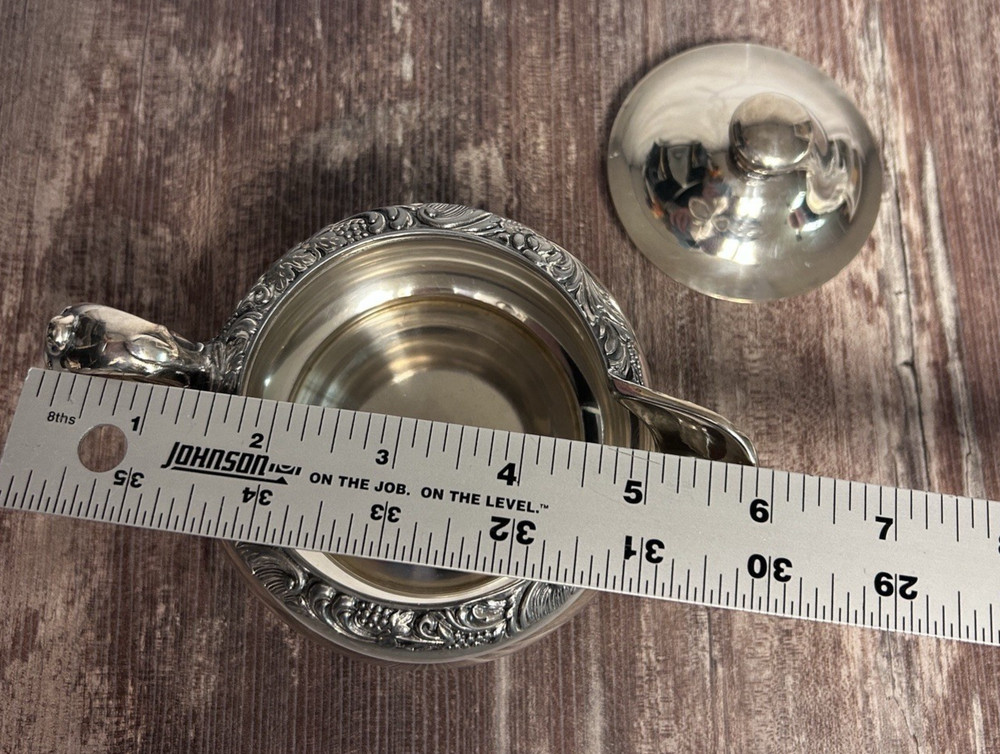 VTG Wilcox New Beverly Manor Silver Plate Creamer & Lid #1304 Polished Intricate