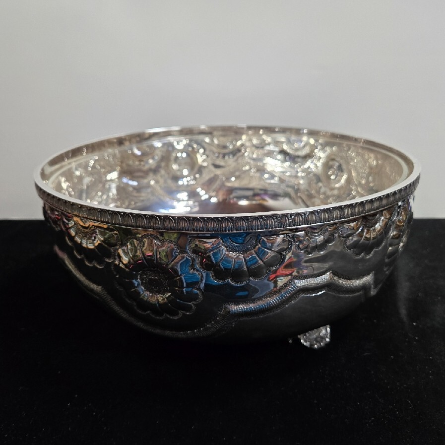 BIRKS Silver Plate Footed Serving Bowl with Plastic Insert includes original box