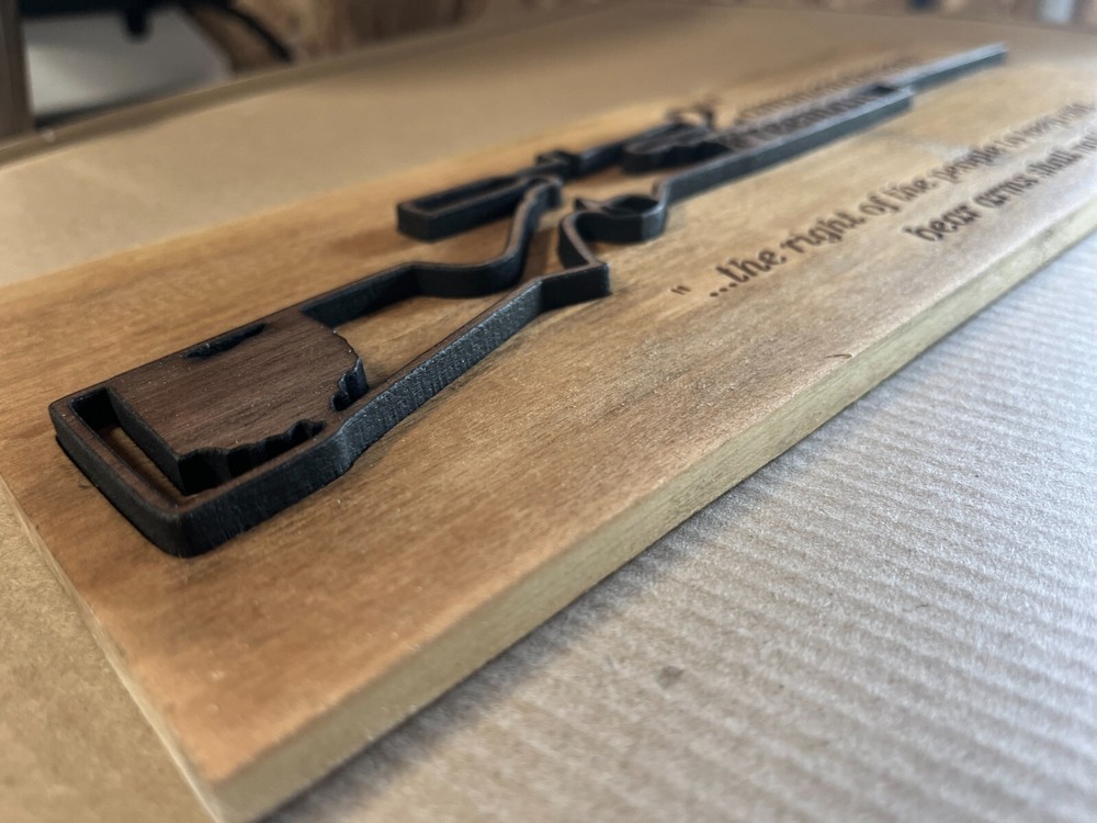 2nd AMENDMENT Plaque-Inlaid Personalized by state & name-walnut and maple wood