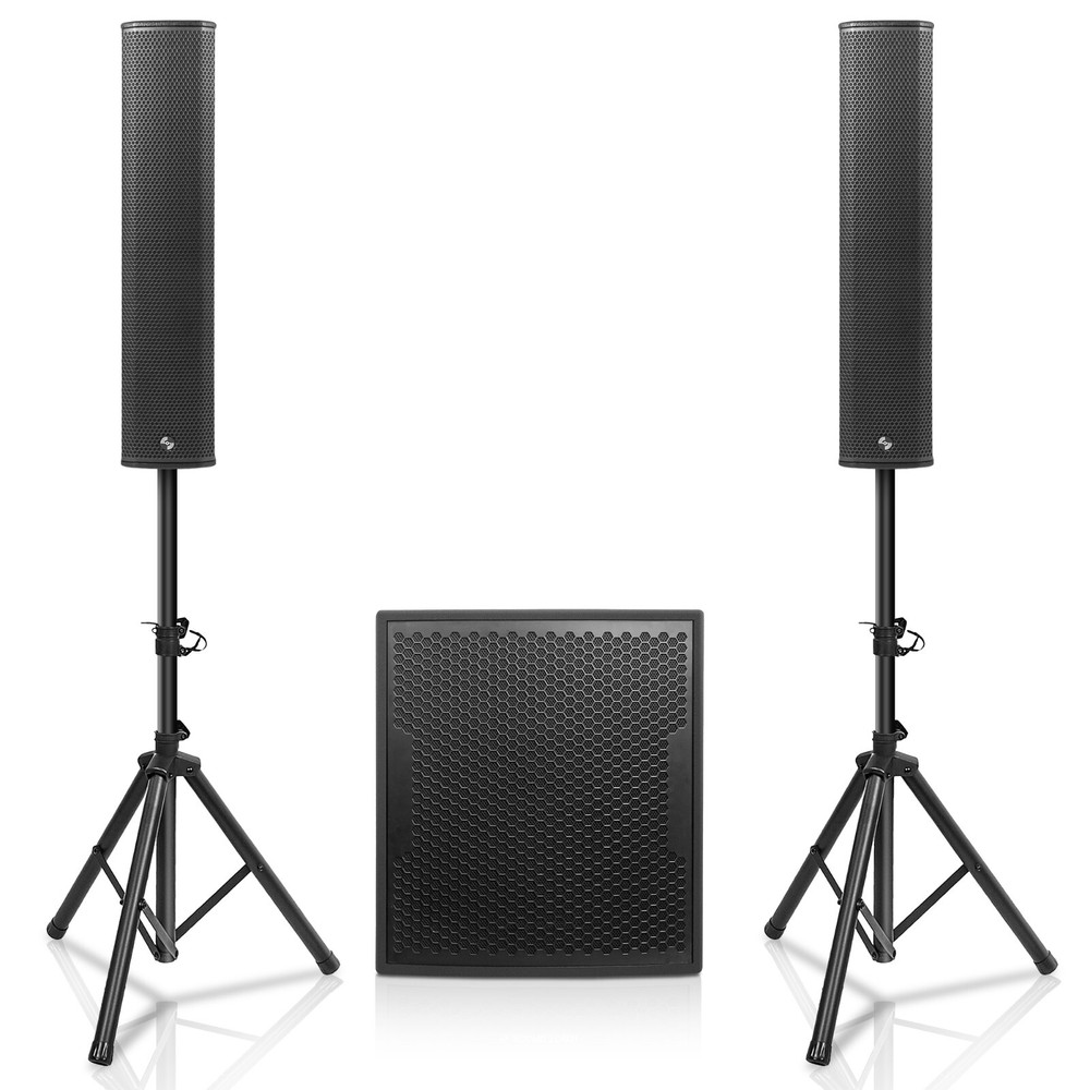 Sound Town Line Array Set, One 18" Sub, Two Column Speakers Black (PS-18SP6B2.1)