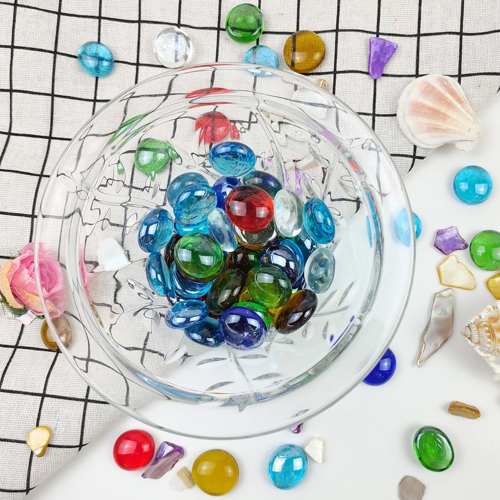 Clear Glass Flat Gemstone Vase Fillers