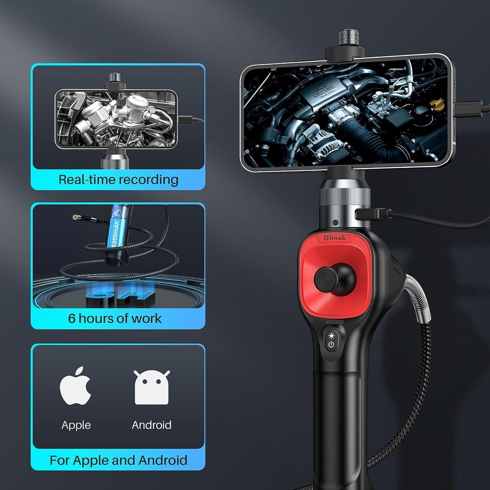1080P 360° Rotation Borescope Endoscope Camera fit for iphone Android Type-C Kit