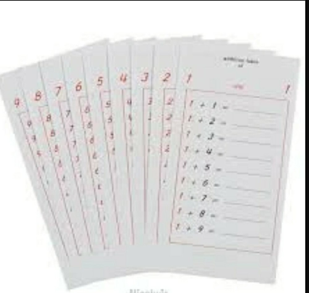Addition Tables - NEW Addition Mathematics Educational Classroom 24 booklets 1-9