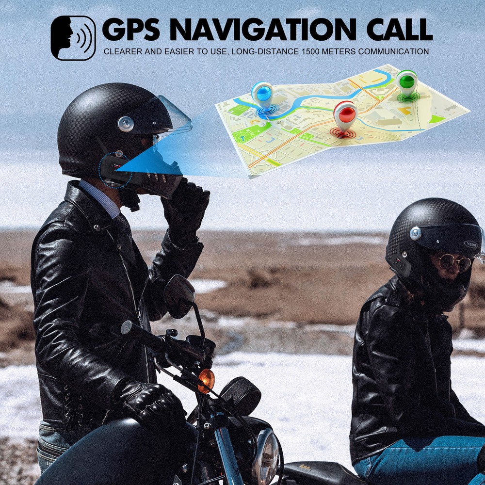 A pair V6 Pro Motorcycle Helmet Bluetooth Headset 6 Riders Communication System
