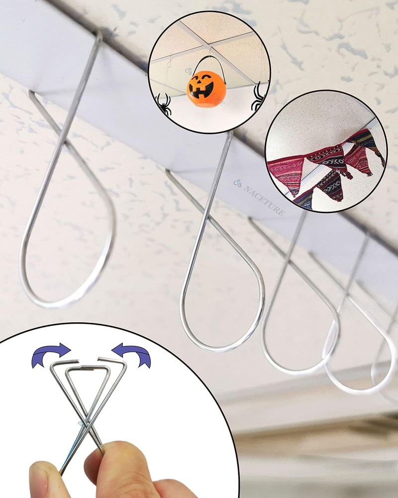 100 Pack Drop Ceiling Hanger Hooks Hanging on Suspended Ceiling Tile