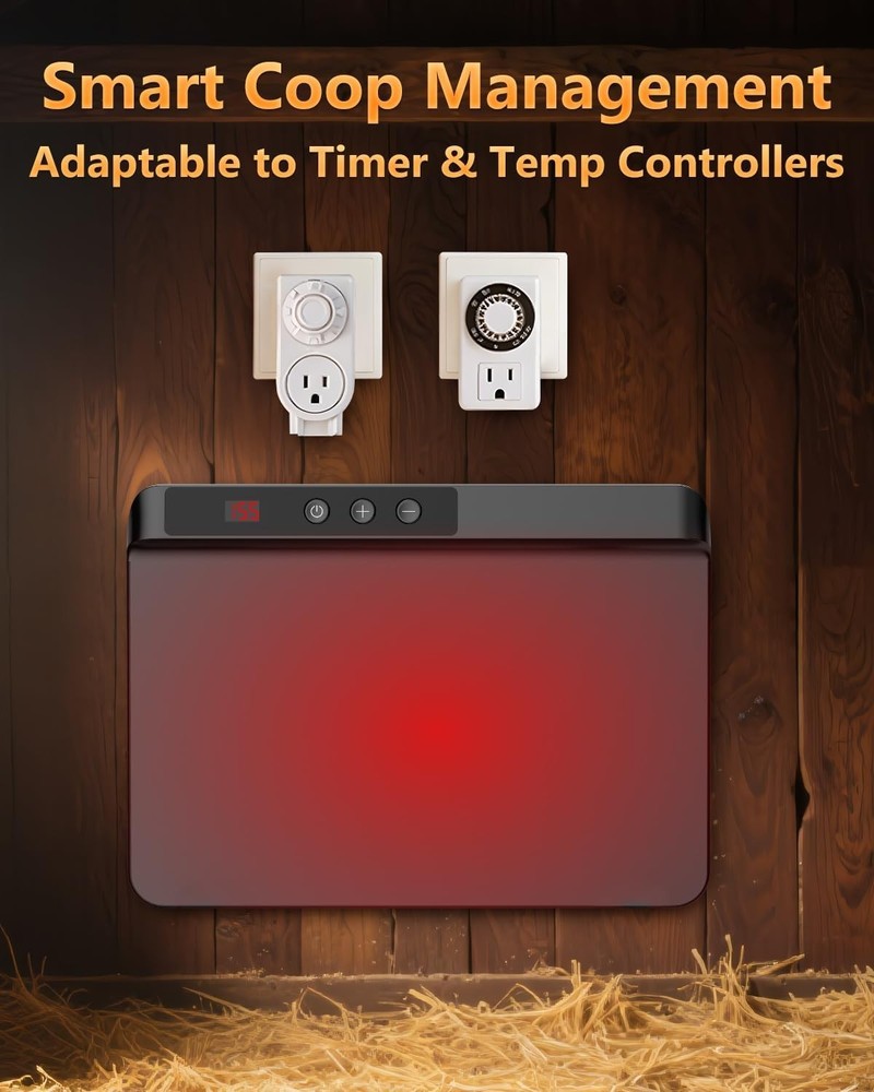 Adjustable Temperature Chicken Coop Heater - 200W Radiant Warmth, Certified