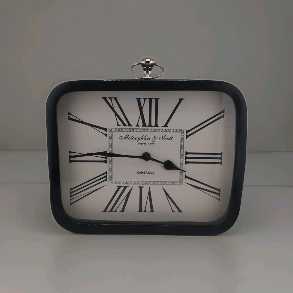 McLaughlin & Scott Cambridge Mantel Clock Estd. 1972 Good Condition Black White