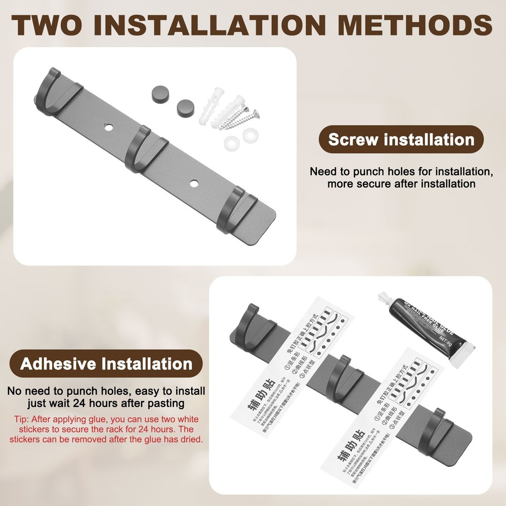 Towel Hook Rack, 10 Inch Wall Mount Coat Rack Rustproof, White 4 Hooks
