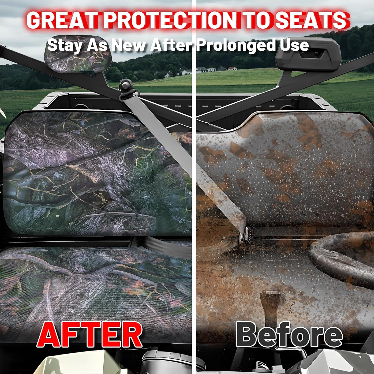 UTV Ranger Seat Covers, Camo Waterproof Seat Covers Compatible with Polaris Rang