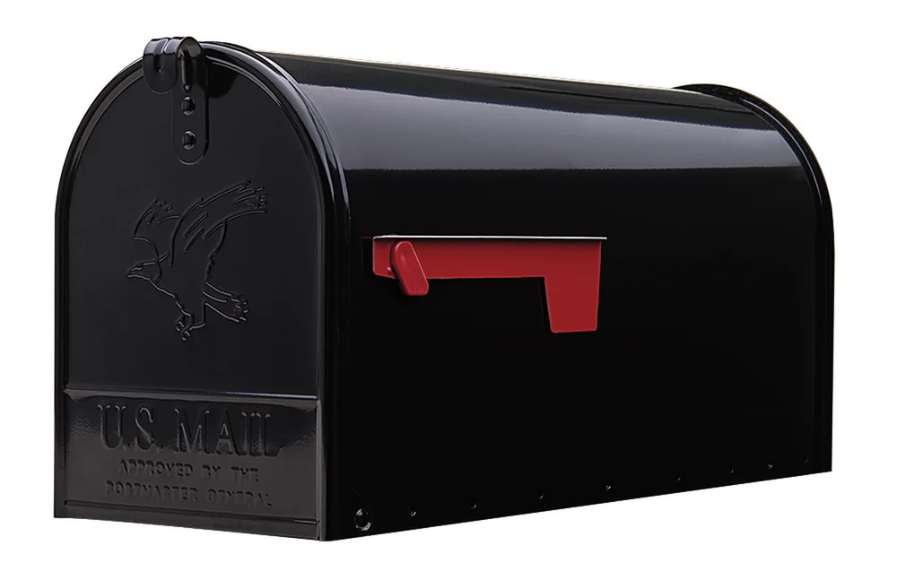 Elite Galvanized Steel, Large, Post-Mount Mailbox in Black
