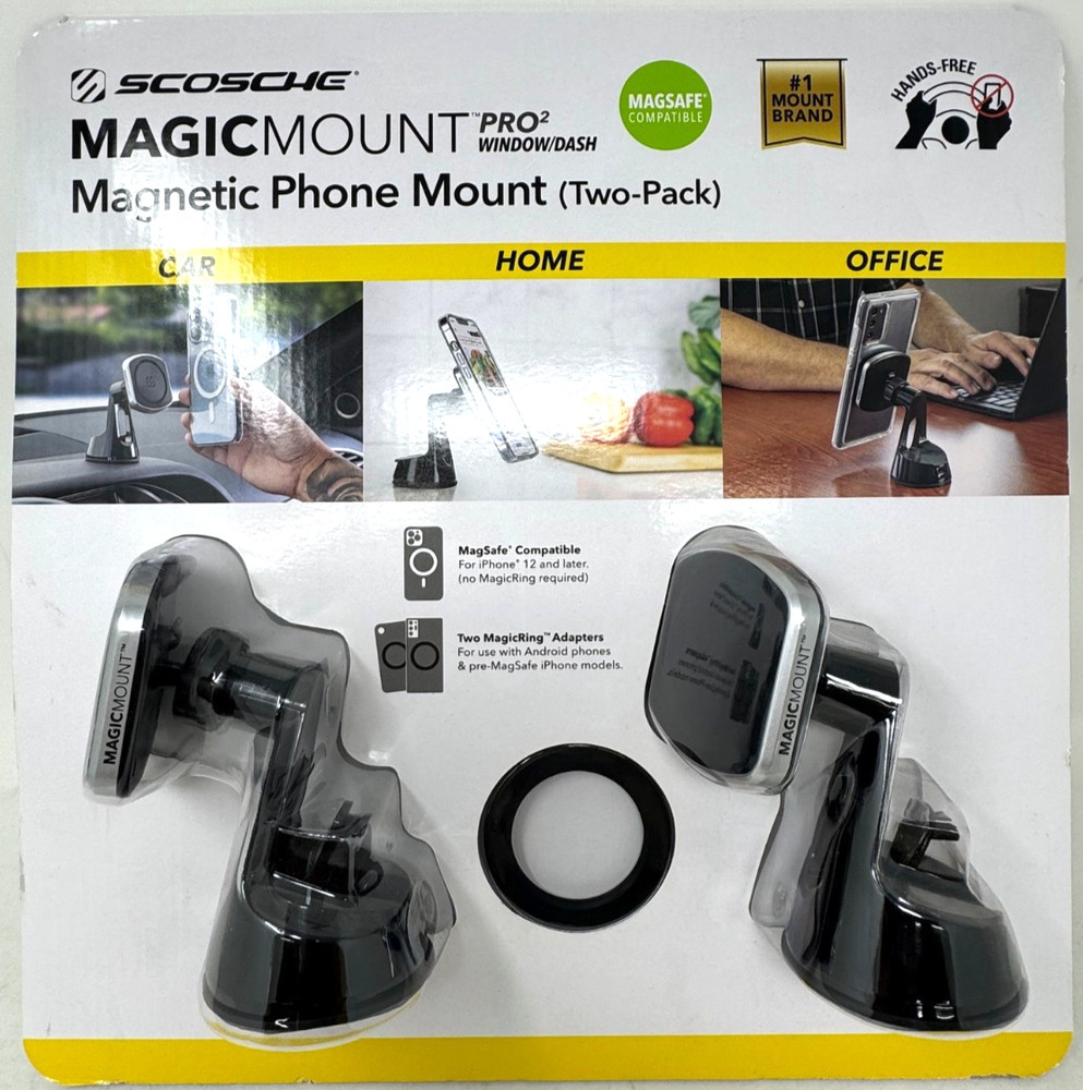 Scosche Magic Mount Pro 2 Window/Dash Magnetic Phone Mount (Two Pack), MP2ROWD