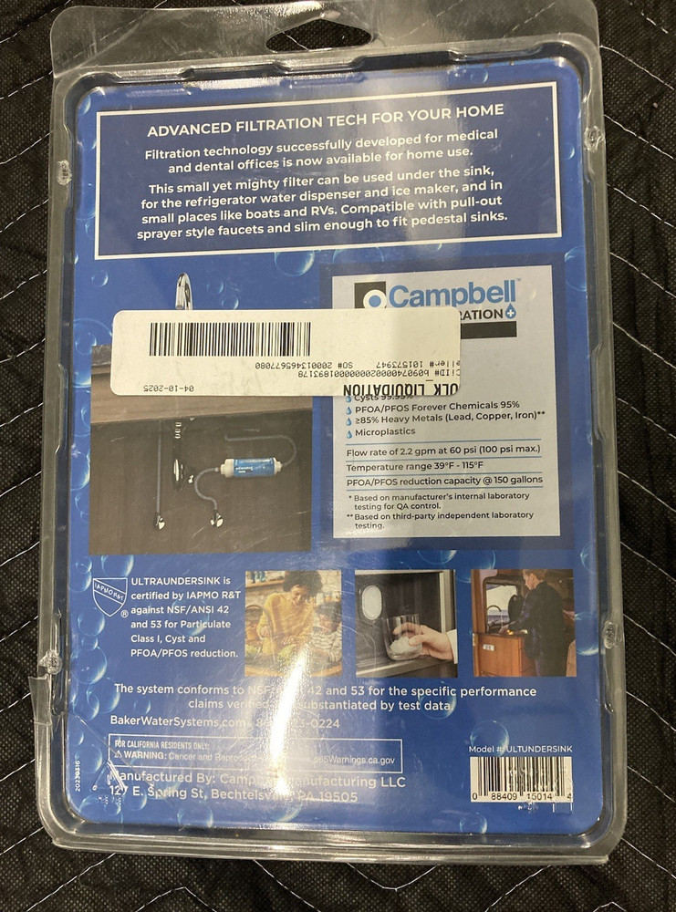 Campbell Ultrafiltration Under Sink Inline Filter Kit