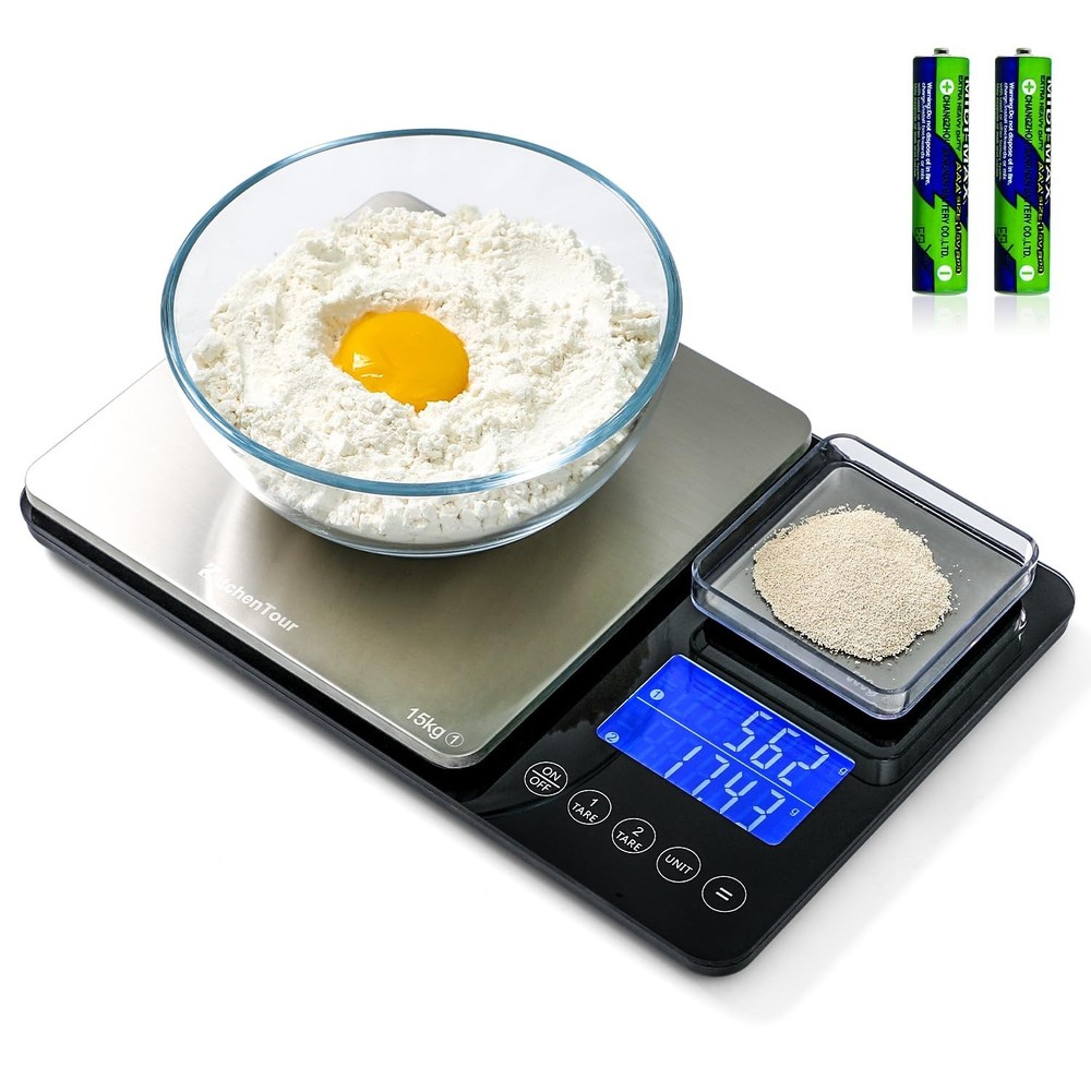 KitchenTour Dual Platform Digital Kitchen Scale with Total Weight Function - ...