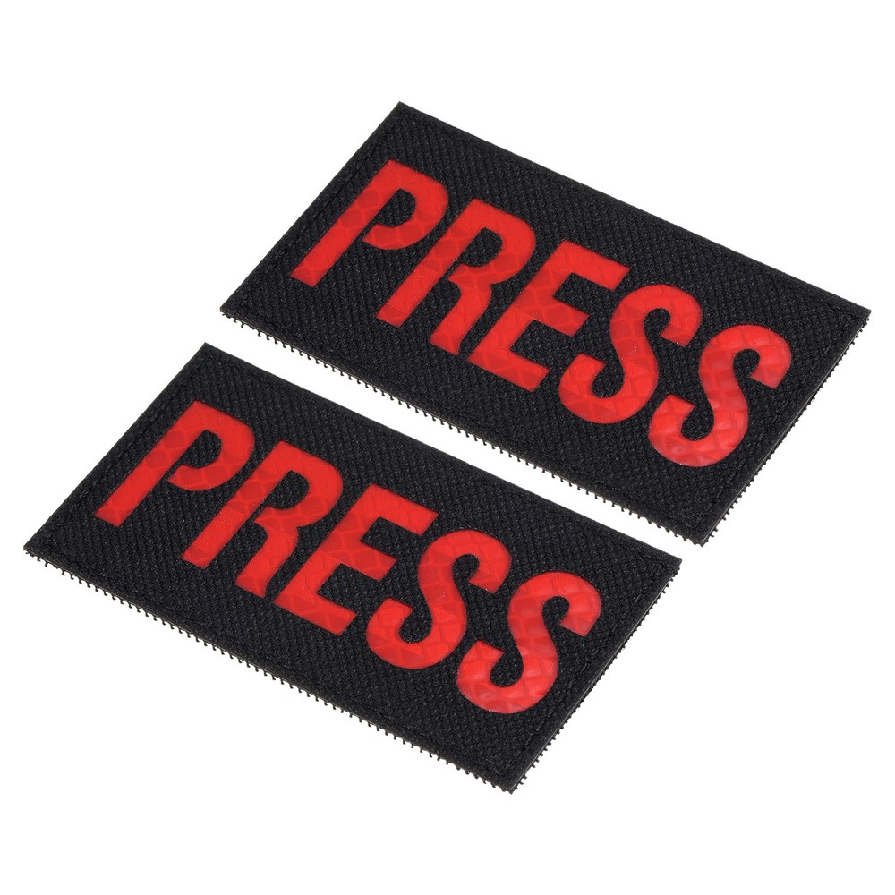 2pcs 2x3.5" Reflective PRESS Patch IR Infrared Hook and Loop Fastener, Red