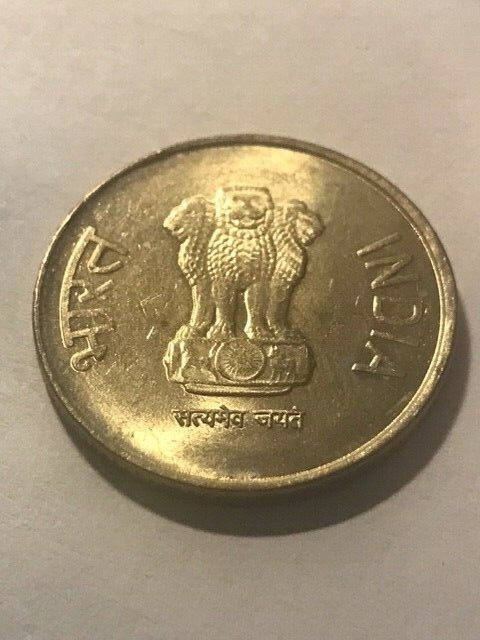 2011 "O" India 5 Rupee Unc+ #18857