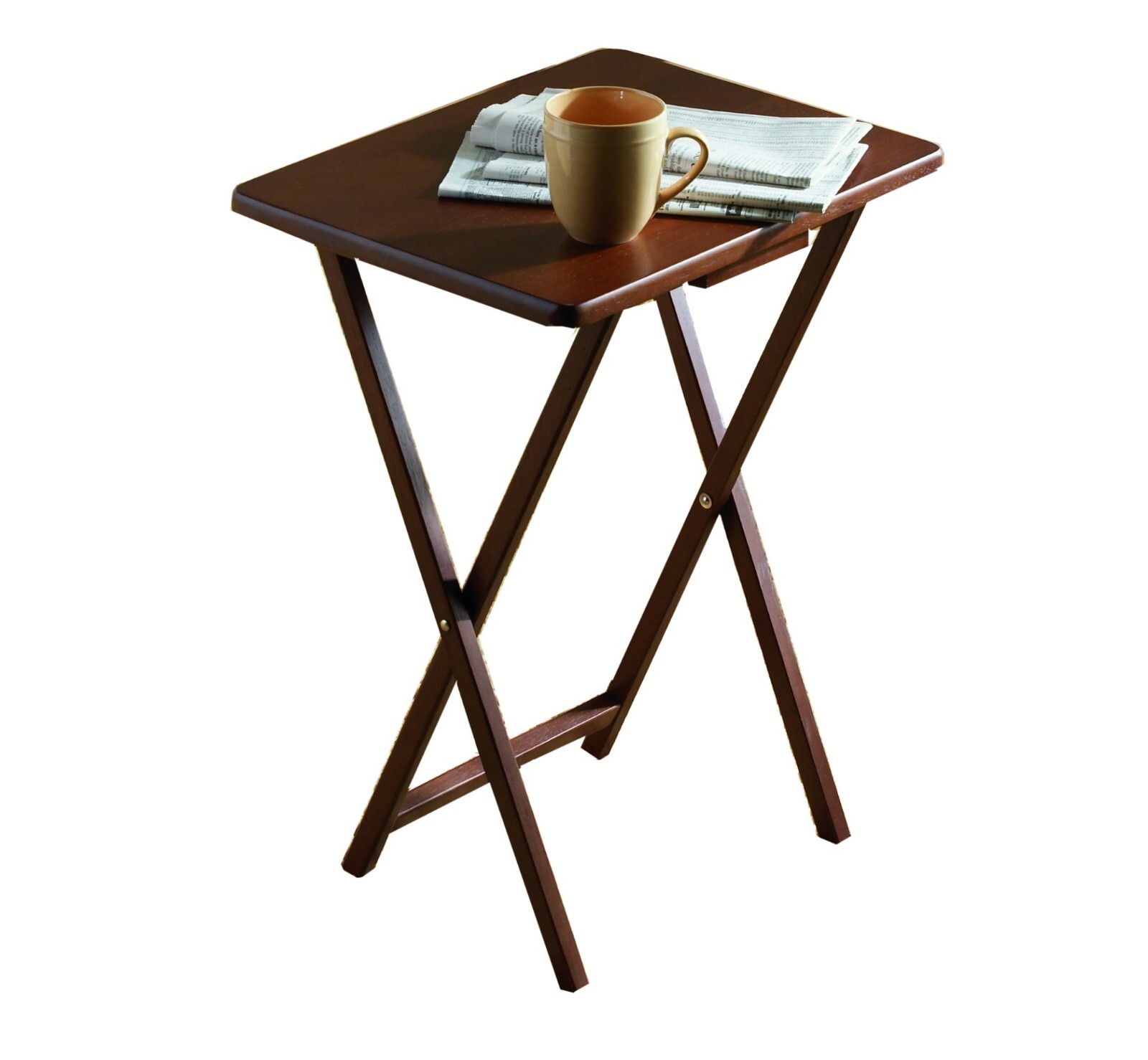 Walnut 2-Piece Folding TV Tray Table Set, 19 x 15 x 26 Inch