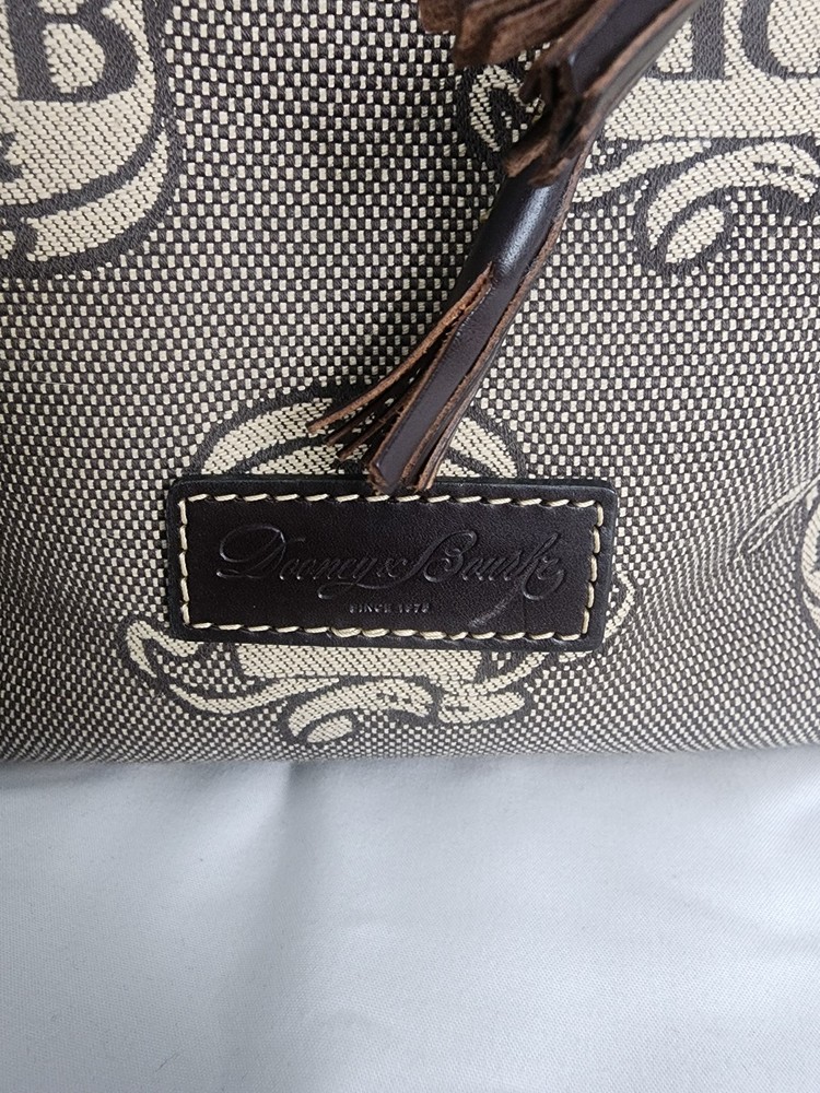 Dooney & Bourke DB Logo Dark Brown Double Handle Mini Tassel