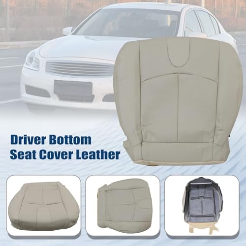 Front Driver Side Bottom Perforated Leather Seat Cover Tan #C Compatible with